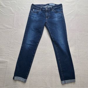 AG Adriano Goldschmied Women's Slit Roll-Up Cigarette Jeans Blue 5 Pocket - 27